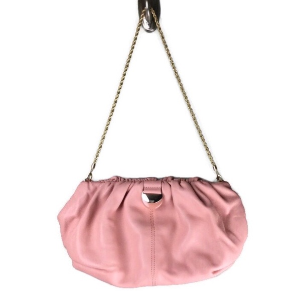 NWOT Loeffler Randall Analeigh Ballet Pink Leather Ruched Clutch - Picture 2 of 12